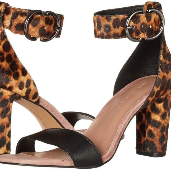 REBECCA MINKOFF Kemina Leopard Print Ankle Strap Sandals Size 7.5 - Picture 4 of 11